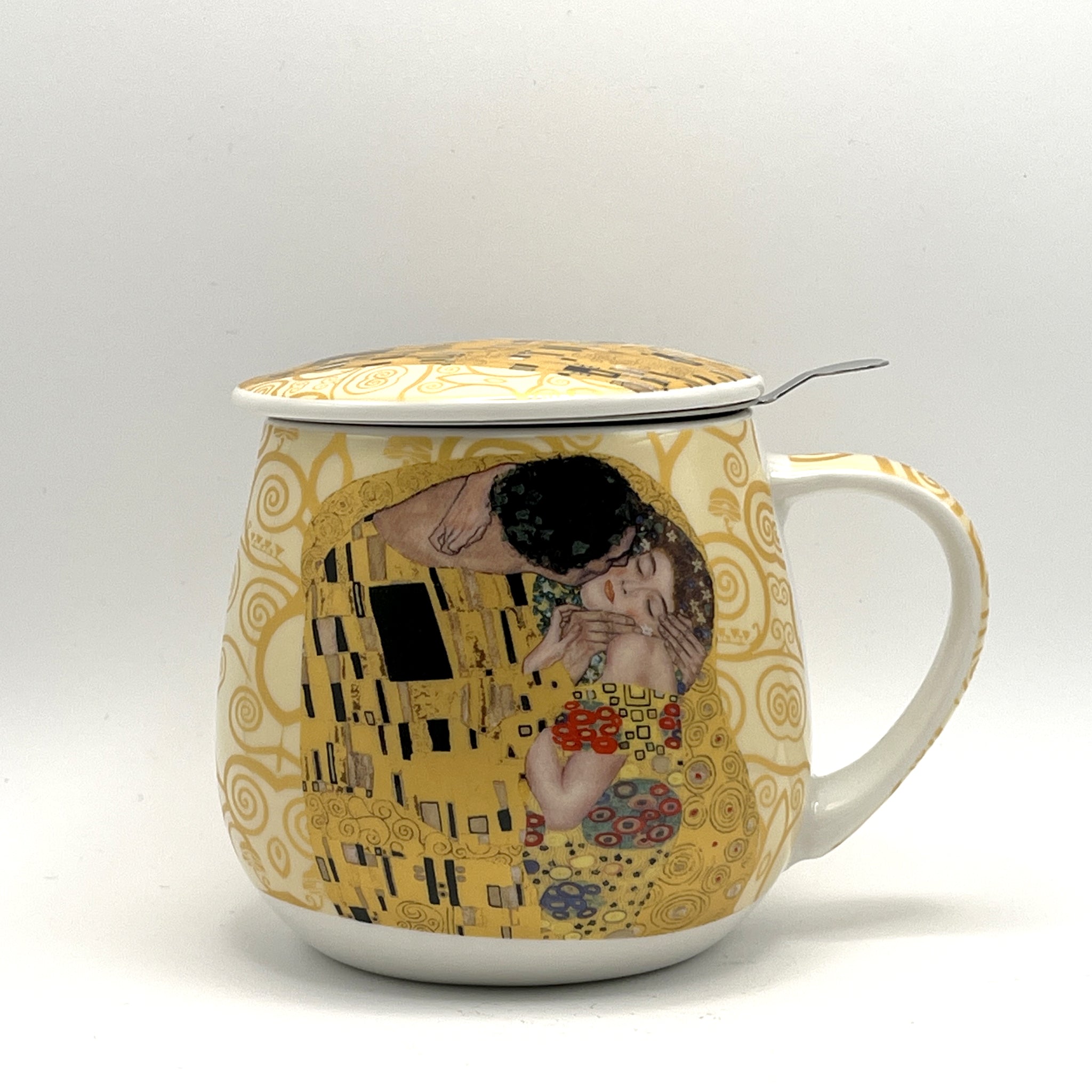 Taza  con tapa y filtro El Beso de Klimt