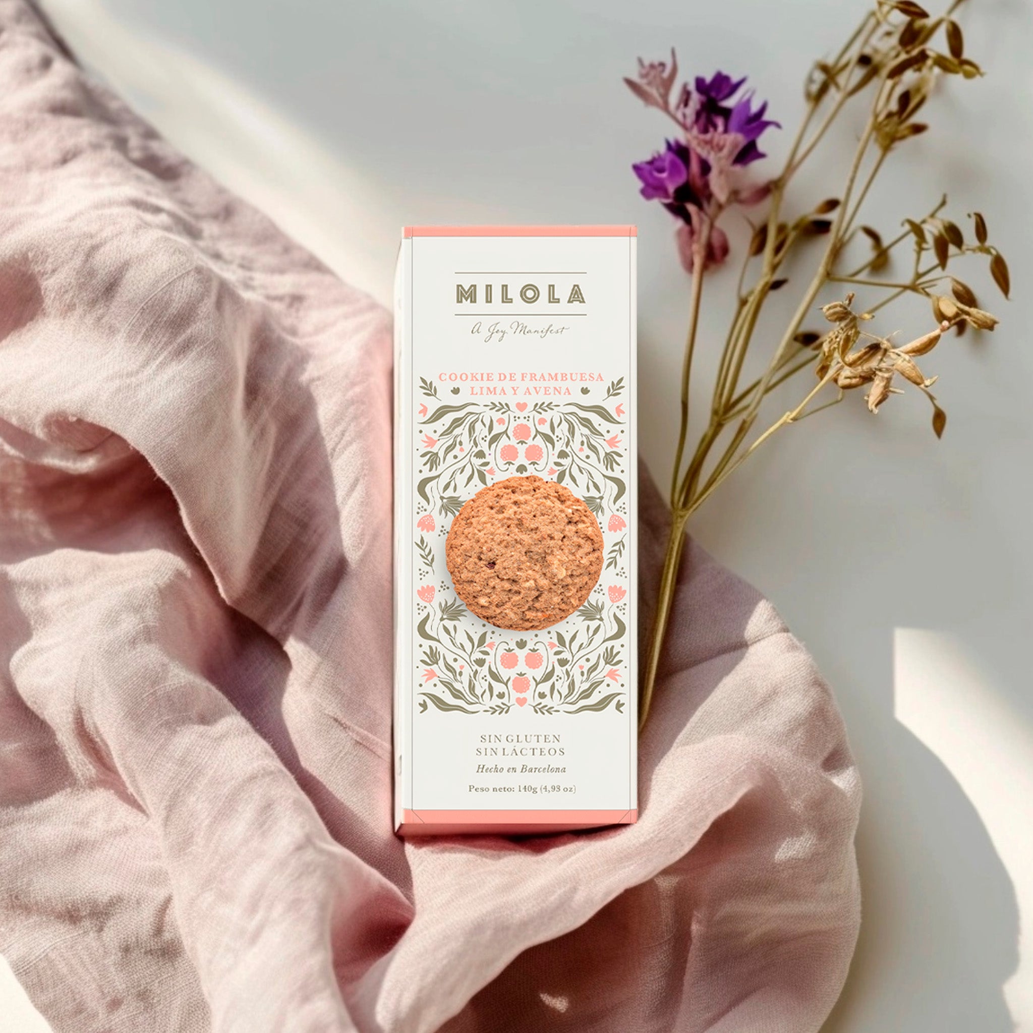 Cookies Milola de frambuesa, lima y avena