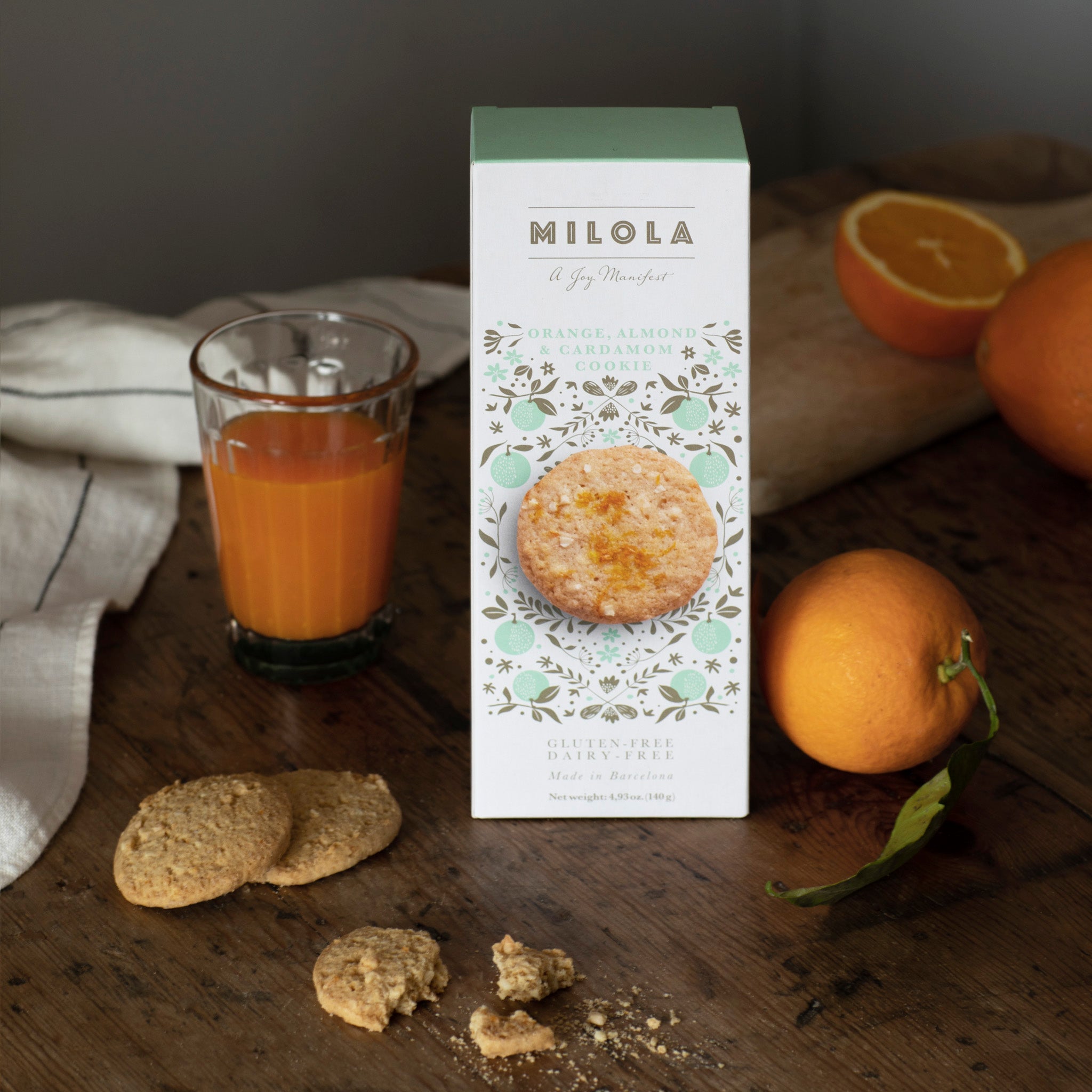 Cookies Milola de naranja, almendra y cardamomo